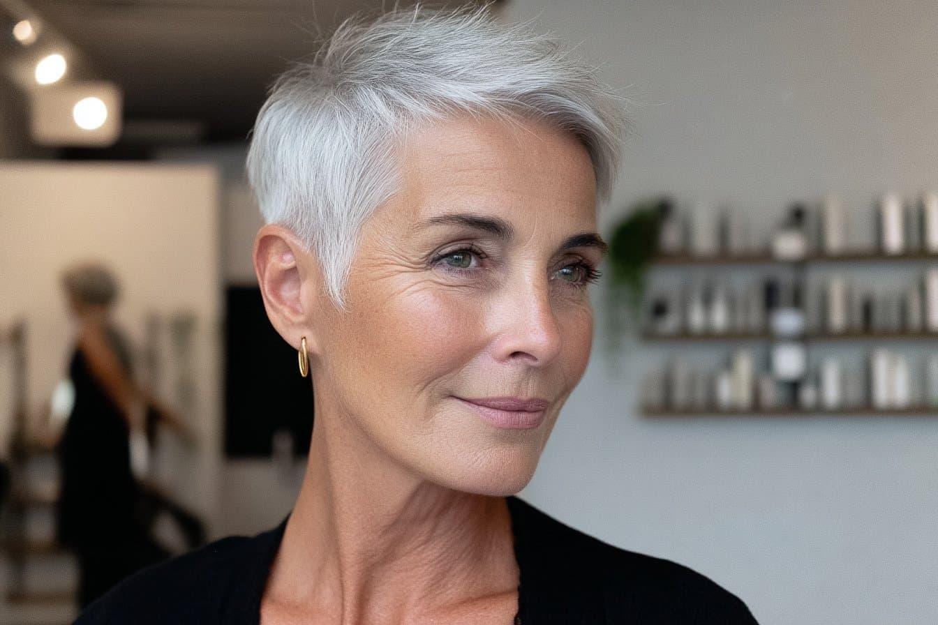 15 inspirierende Ideen für silbergraue Kurzhaarfrisuren, die modernen Chic zeigen
