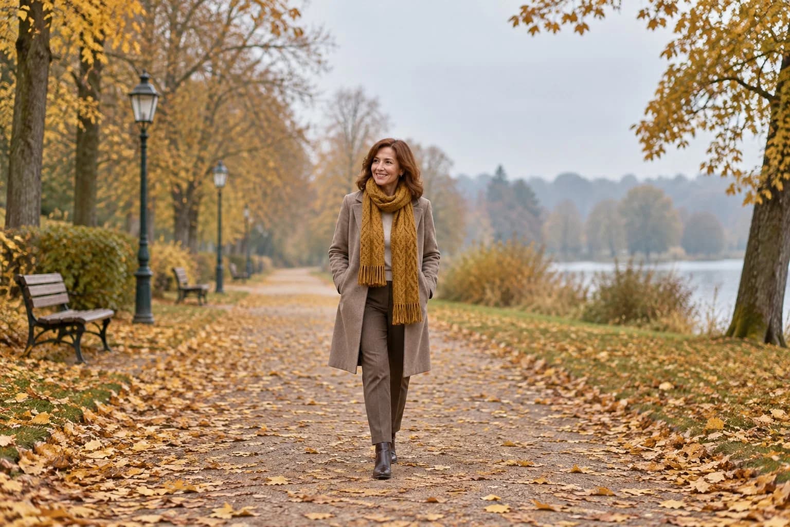 Frau ab 50 im Herbst-Outfit – Welche Farben ab 50 im Herbst wirklich schmeicheln
