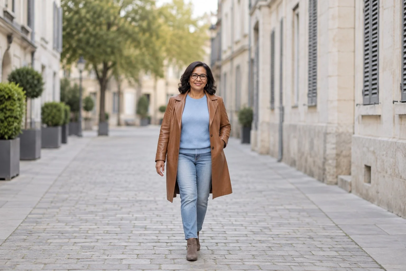 Frau ab 50 im Herbst-Outfit – Ledermantel ab 50: 15 Outfits für Herbst und Winter