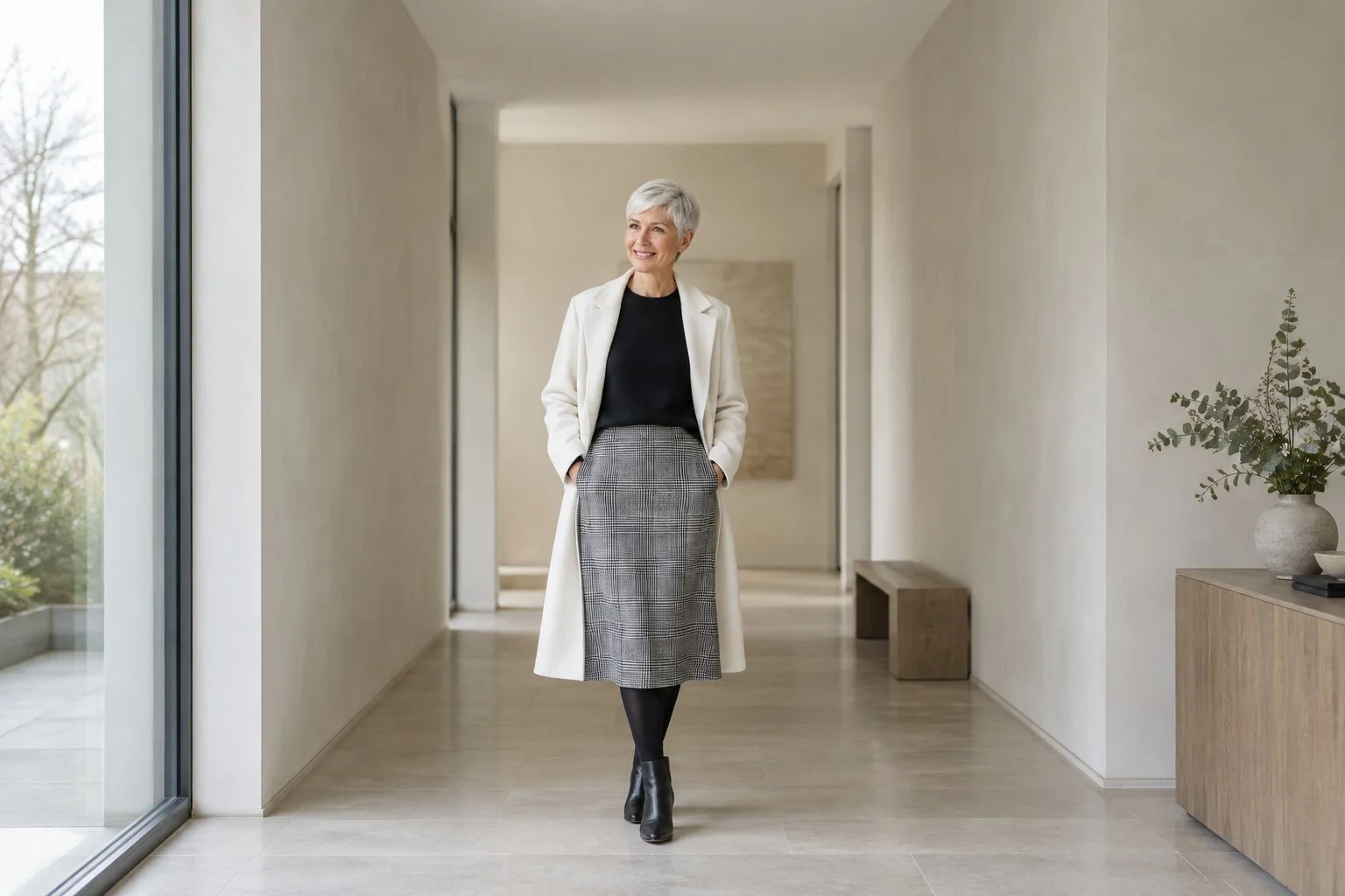 Frau ab 50 im Herbst-Outfit – Muster-Röcke ab 50: 15 Outfit-Ideen