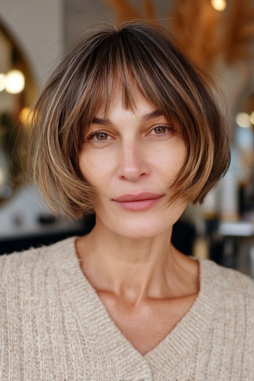 Bob mit Curtain Bangs für Frauen ab 50