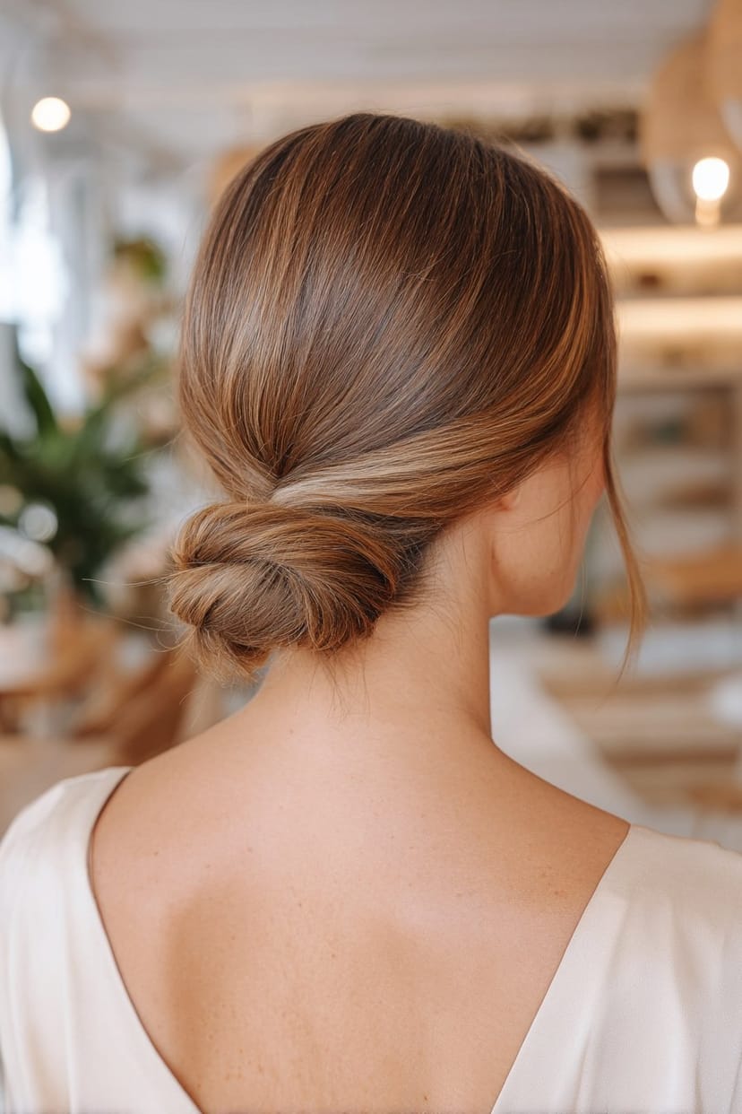 Low-Bun im Nacken bei mittellangem Haar