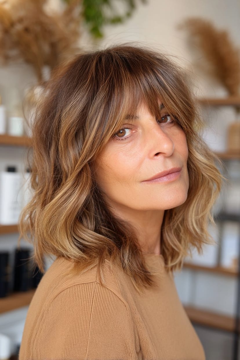 Schulterlange Haare ab 50 mit Fransenpony