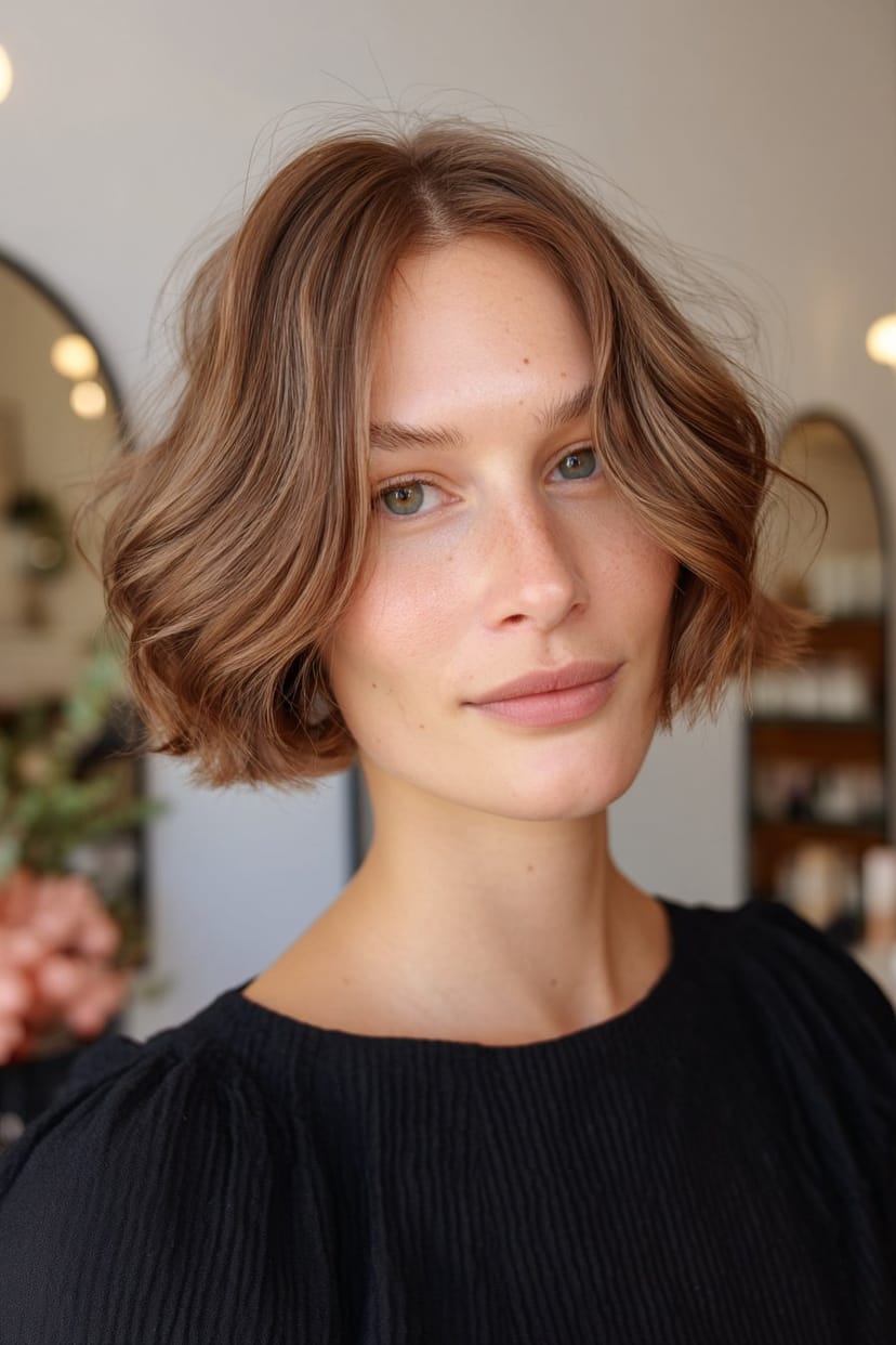 Kurzer Bob mit Außenwellen für feines Haar