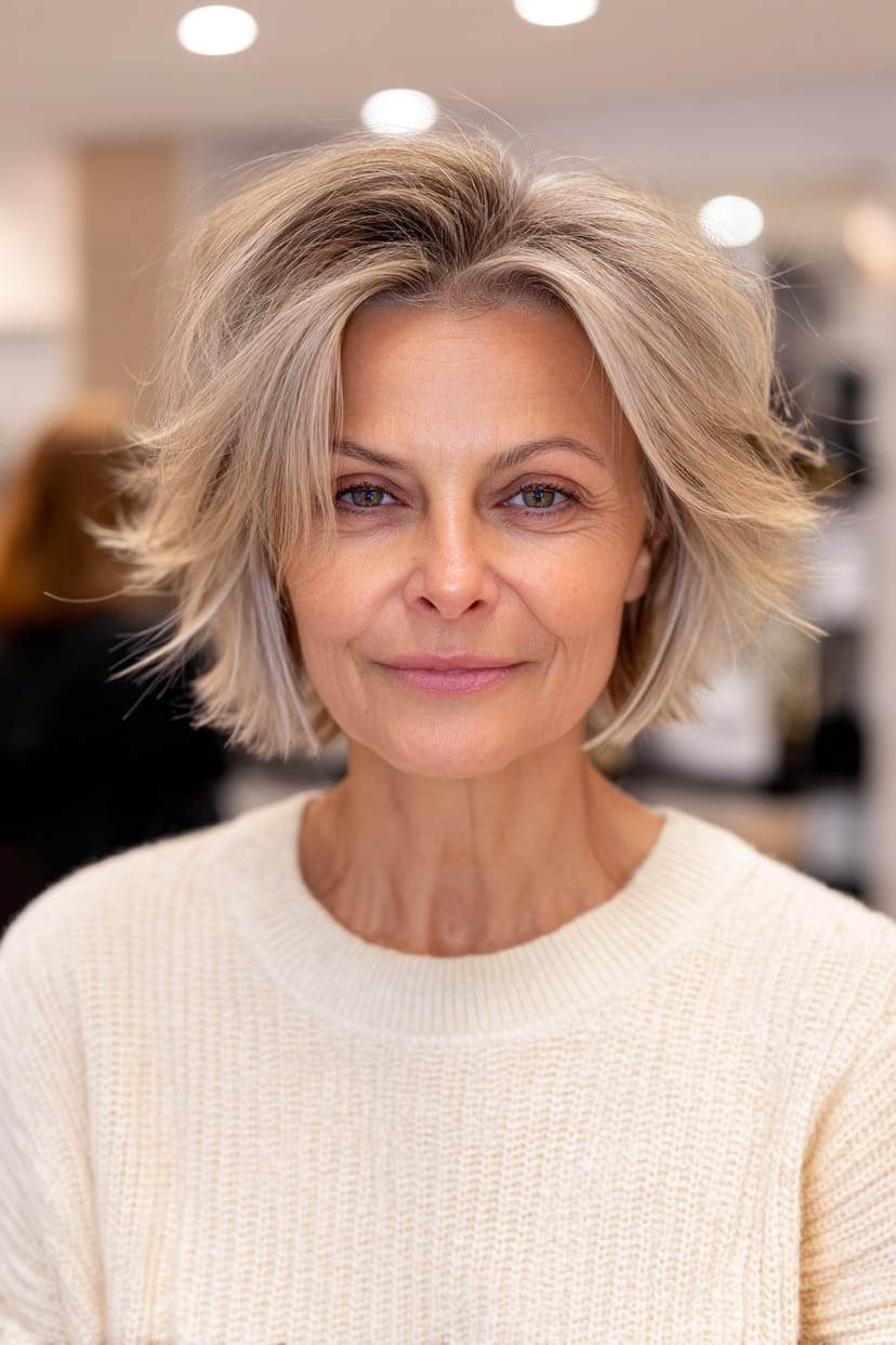 Mittellanger Shag mit Volumen am Ansatz für feines Haar