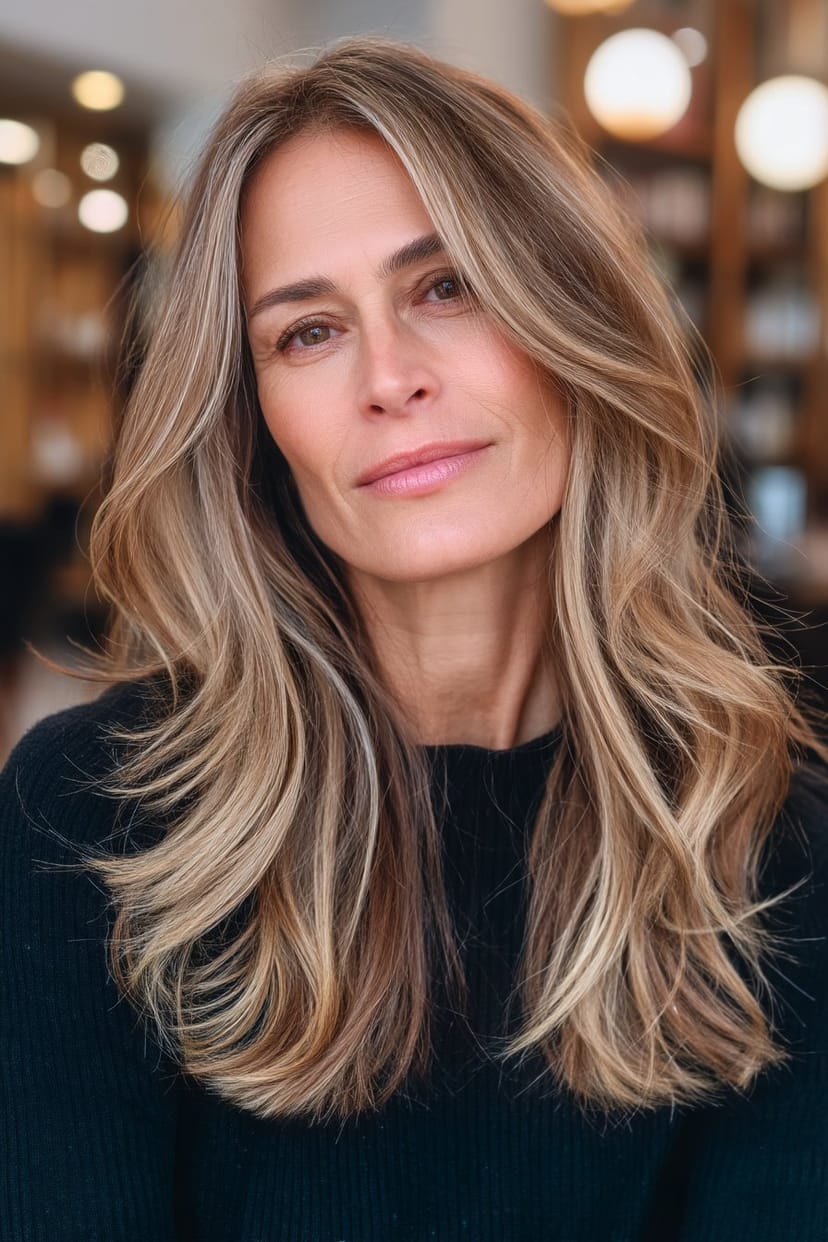 Lange offene Haare mit sanften Außenwellen