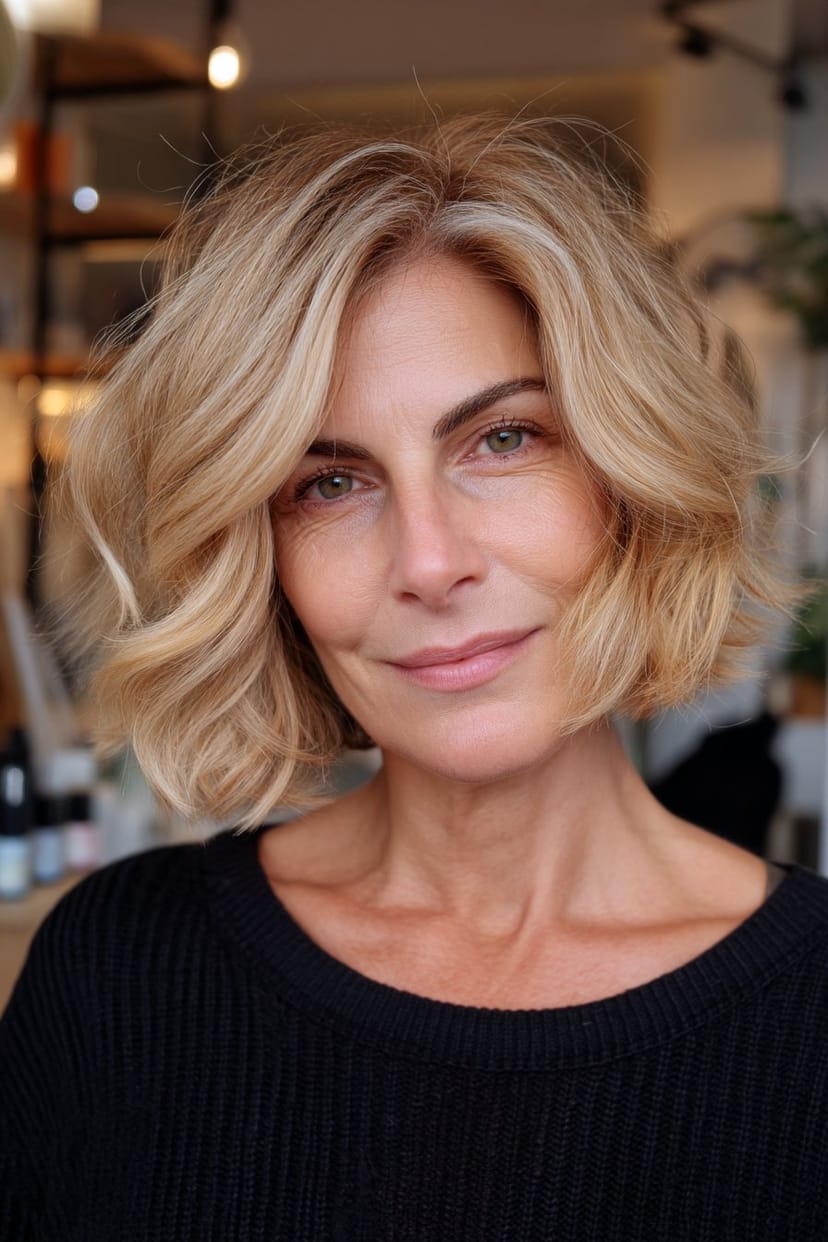 Schulterlanger Bob mit sanften Beach Waves