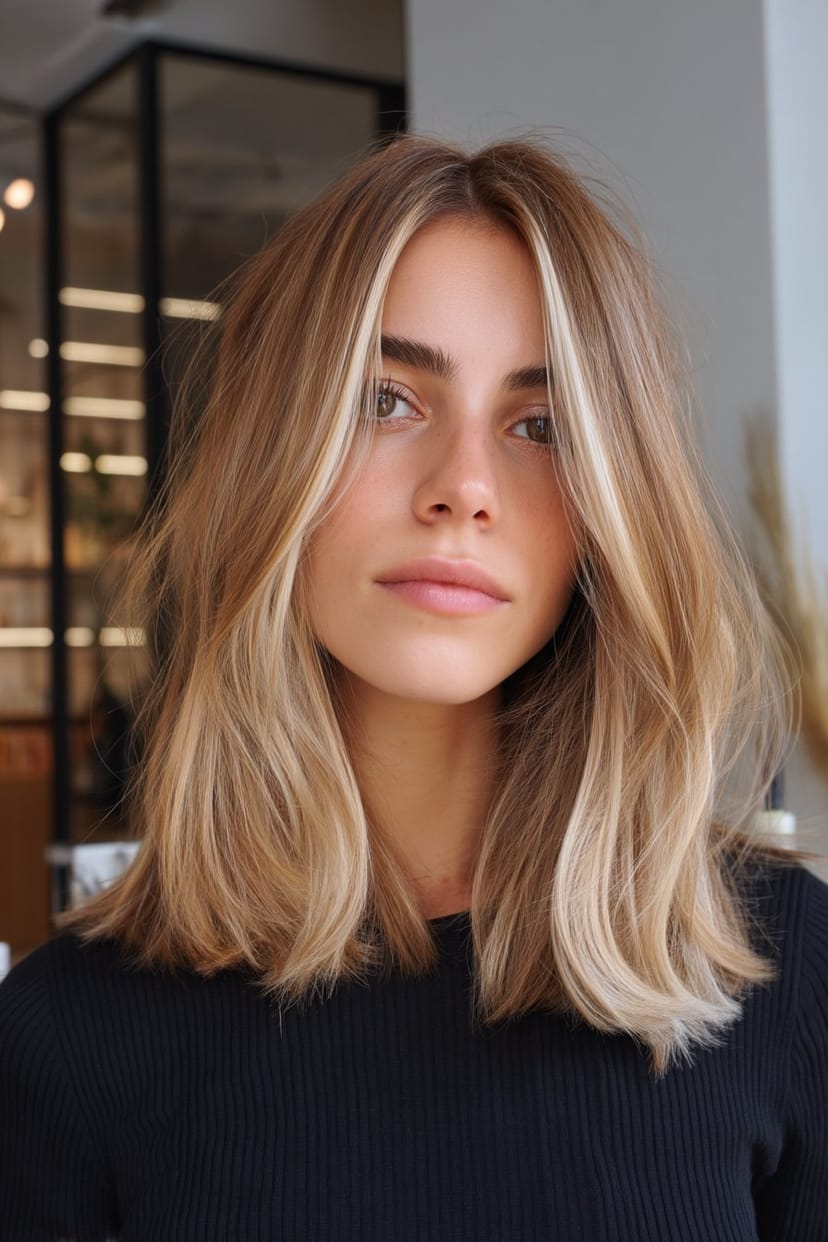 Farbpalette mit Haarsträhnen und dezenten Highlights