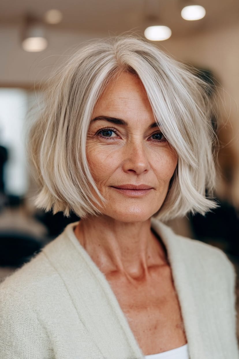 Texturierter Bob mit feinem Pony für Frauen ab 50