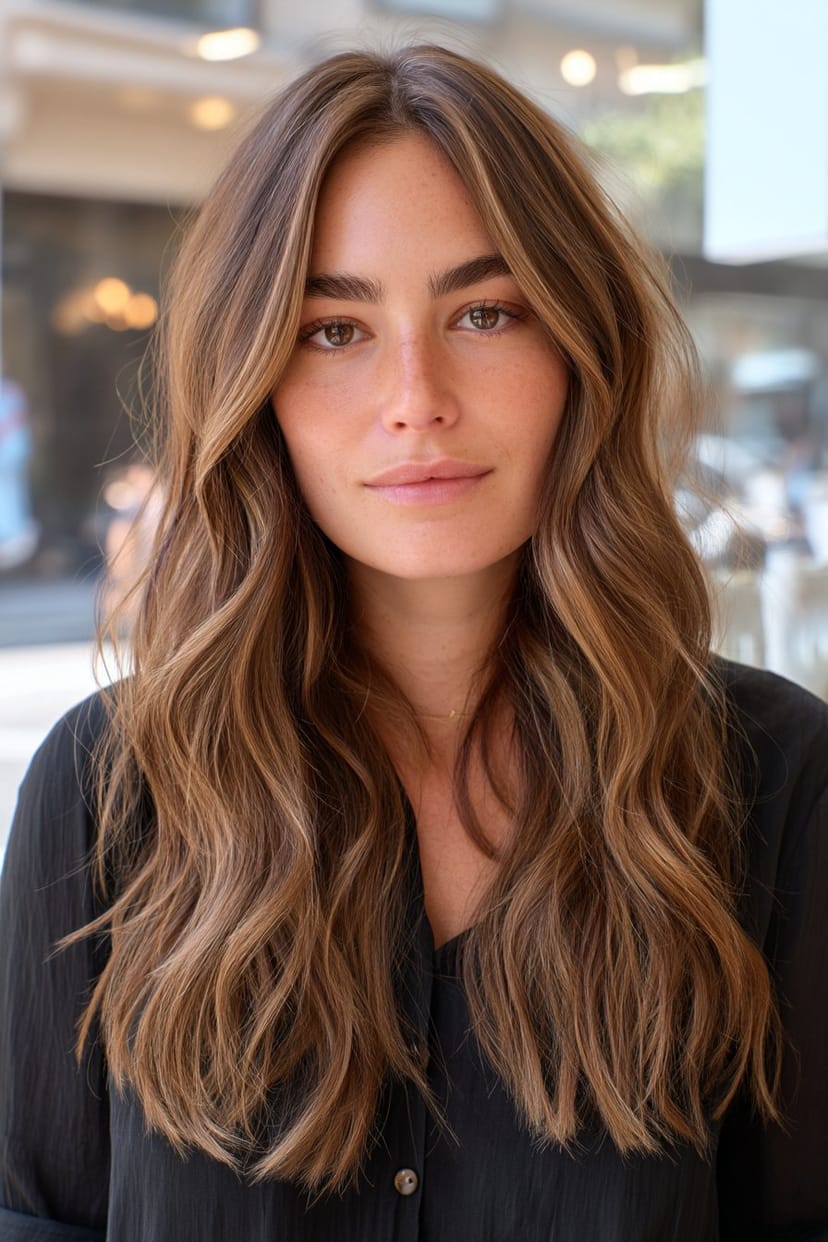 Mittellange Haare Beach Waves Mittelscheitel frontal