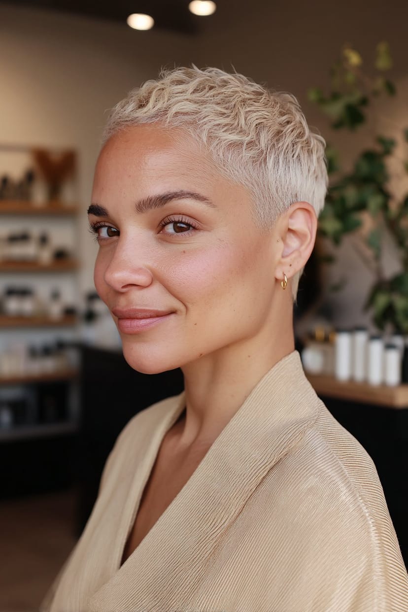 Salt-and-Pepper Kurzhaarschnitt mit sanftem Farbverlauf