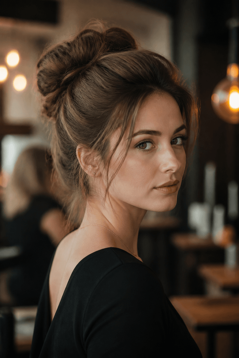 Dutt mit toupierter Haarstruktur für extra Volumen