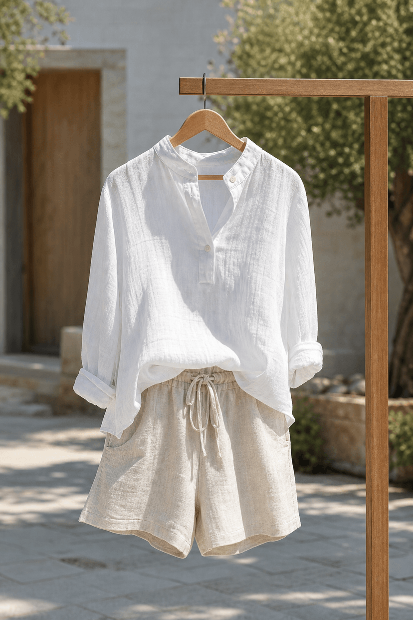 Weiße Musselin-Bluse aus Baumwolle für den Sommerurlaub