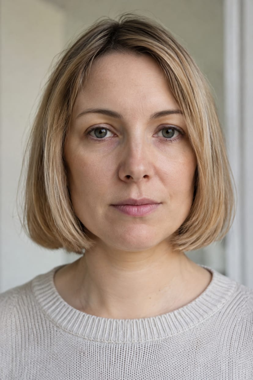 Frontalaufnahme blunt bob kinnlinie