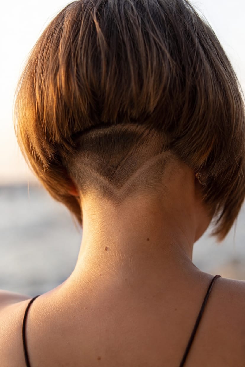 Nacken undercut unter überlappendem Bob