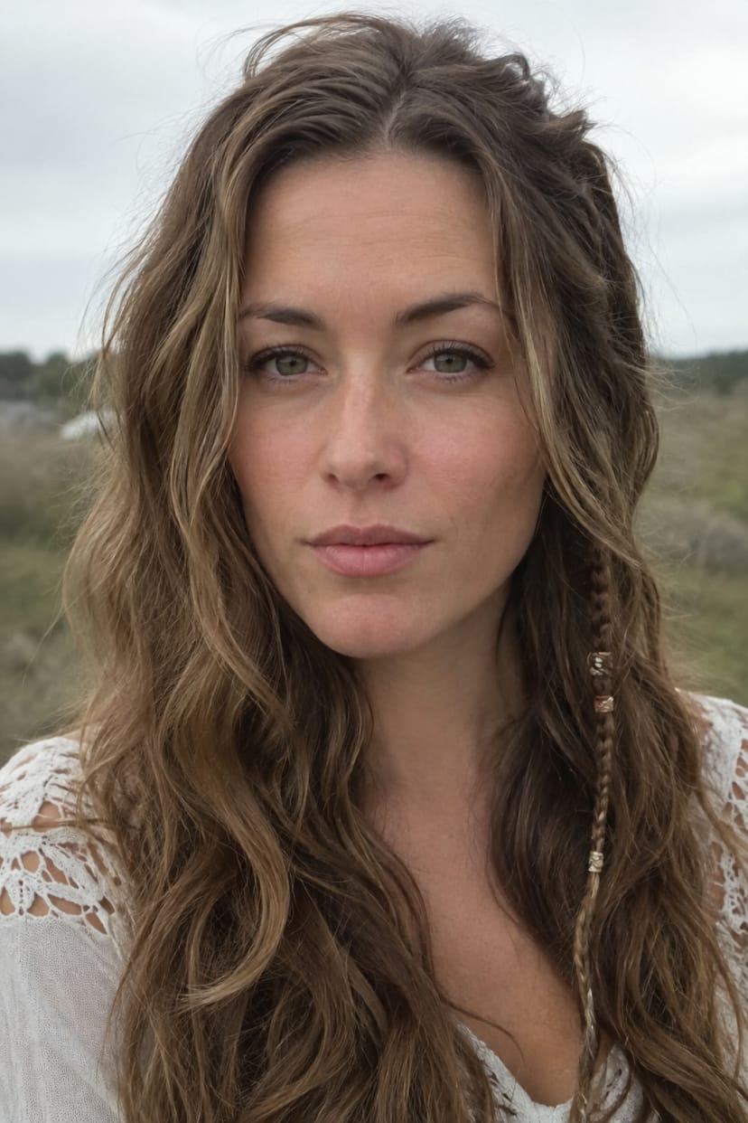 Boho Halboffenlook mit seitlichem Zopf