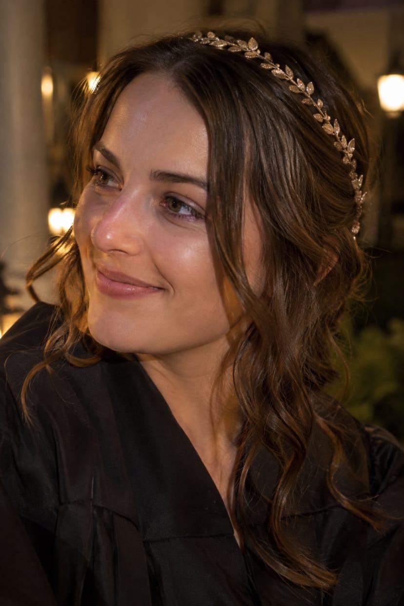 Nahaufnahme Boho-Wellen mit feinem Haarreif