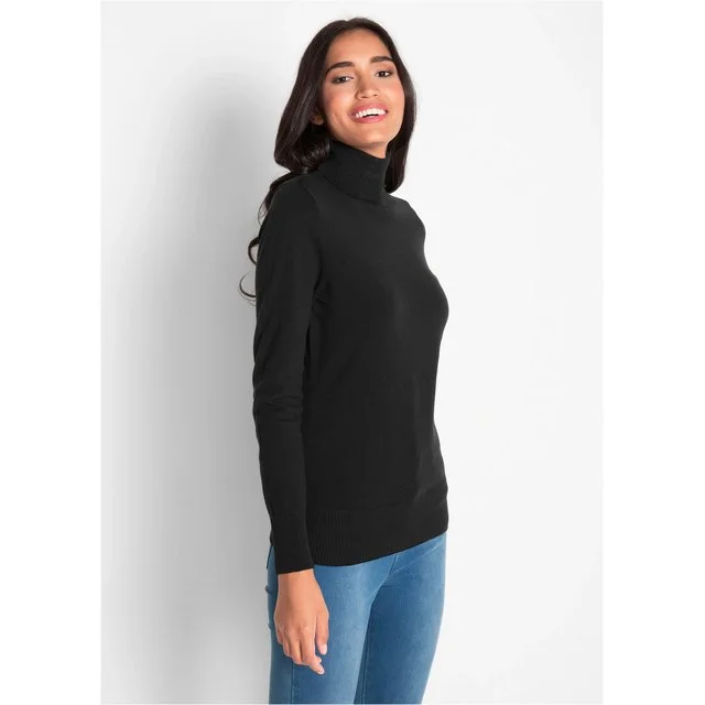 bonprix Rollkragenpullover, schwarz