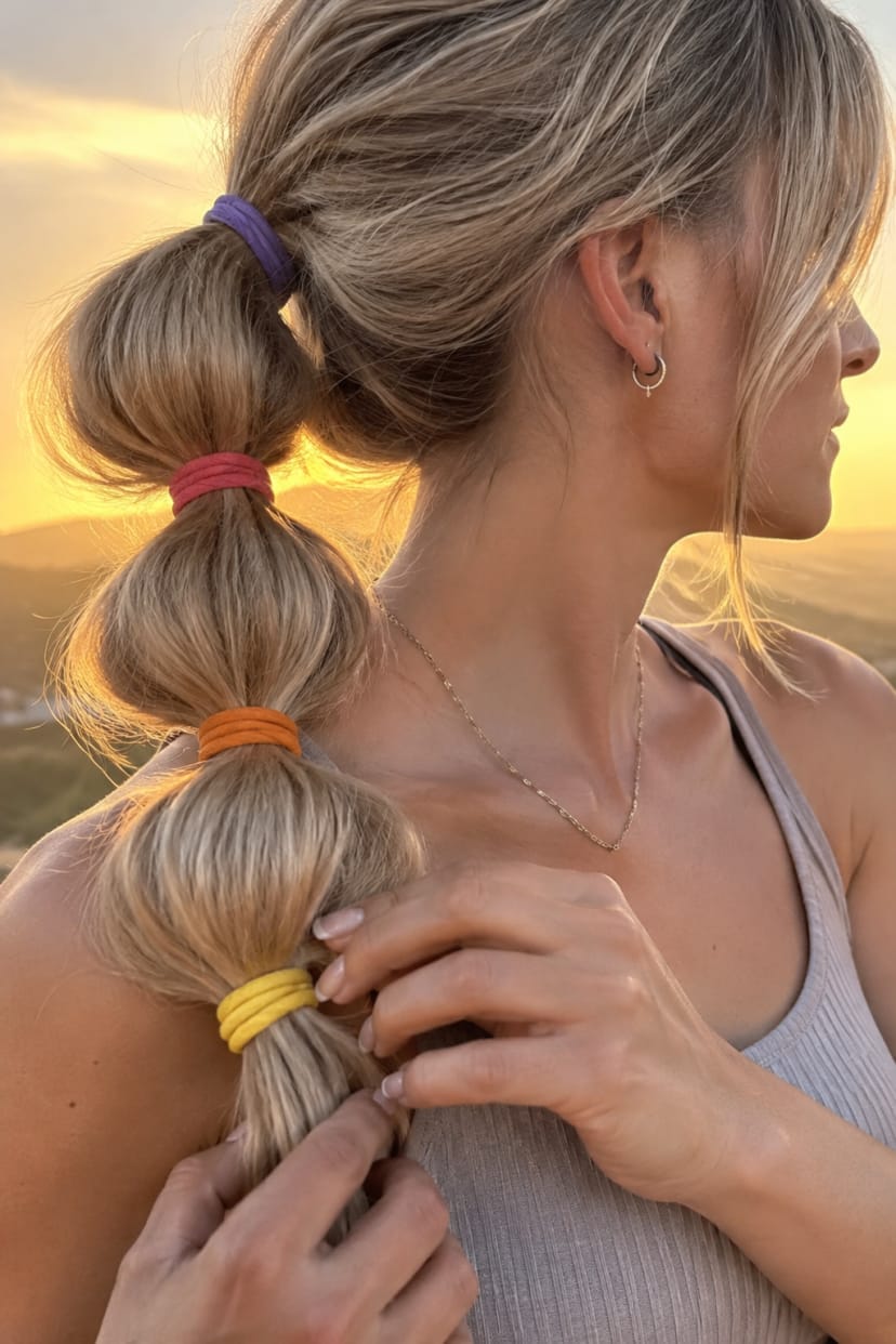 Bubble-Braid Details mit bunten Gummis