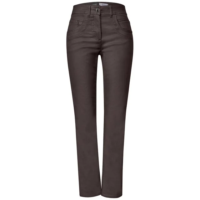 Cecil beschichtete Hose, truffle brown