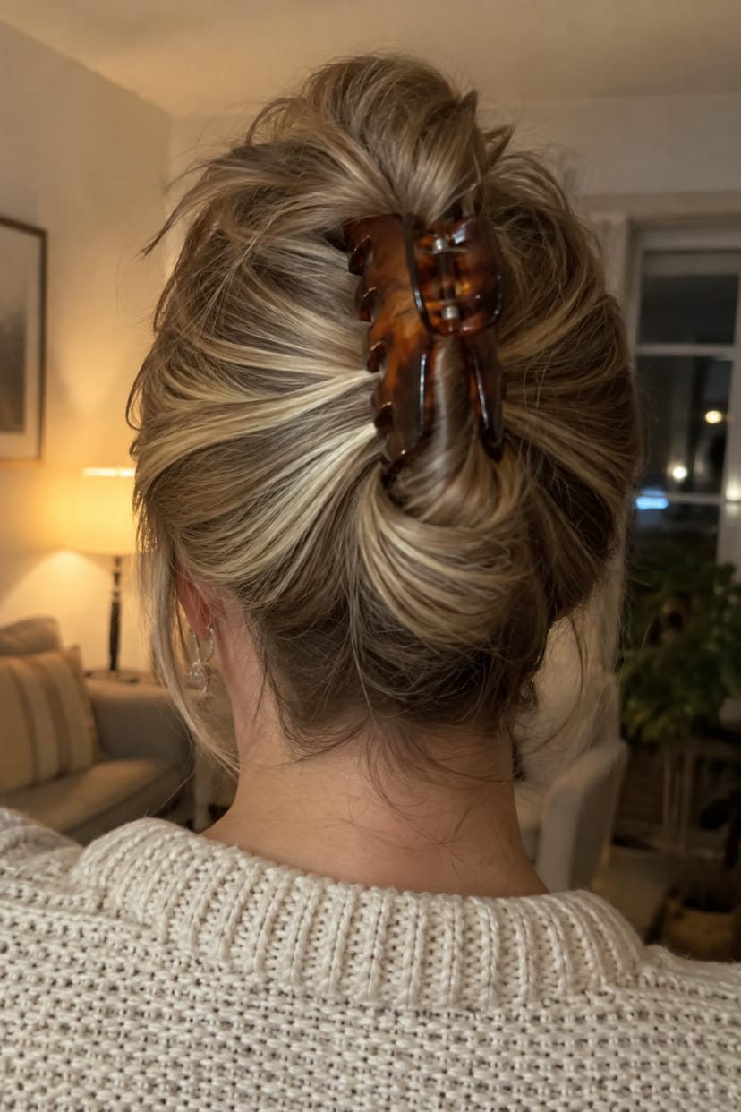 Claw clip updo mit losem Volumen