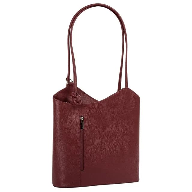 Cluty Cityrucksack aus Leder, dunkelrot