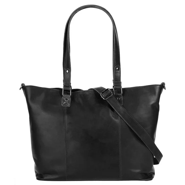 Cluty Leder-Shopper, schwarz