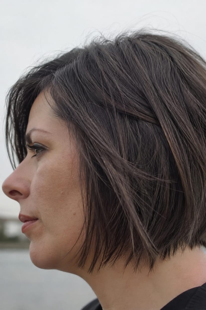 Edgy Bob mit gestuften Spitzen Nahaufnahme