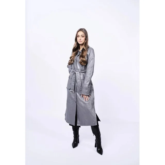Freaky Nation Ledermantel, grau