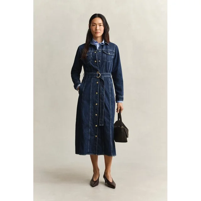 Gant Jeanskleid Midi, DARK BLUE WORN IN