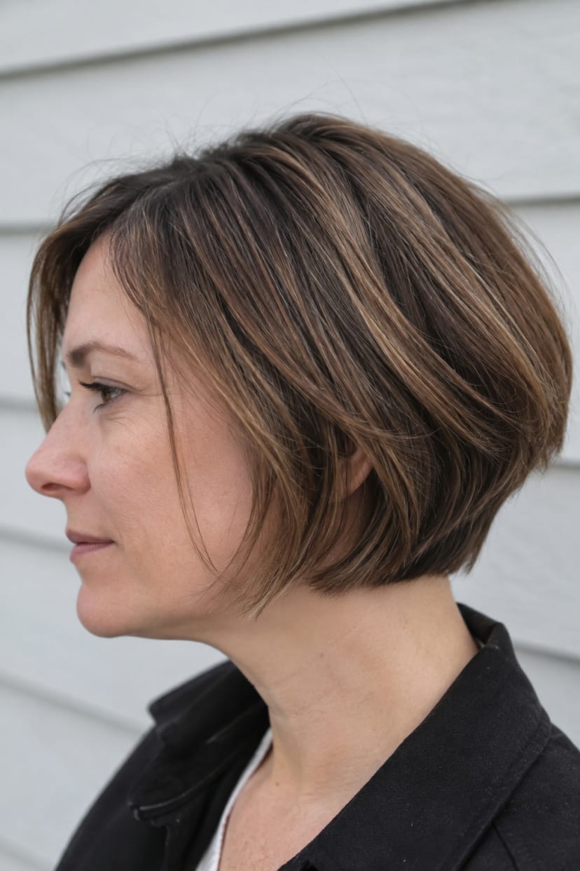Layered bob Seitenansicht feines Haar