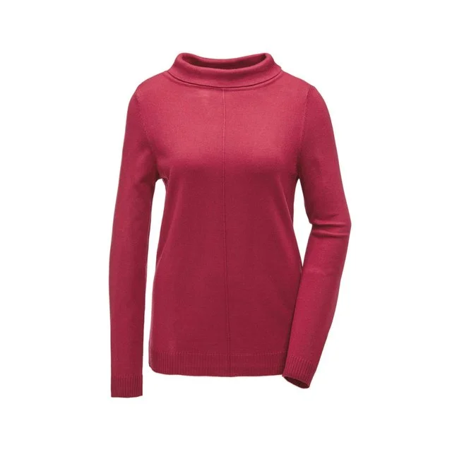 Goldner Feinstrickpullover, rot