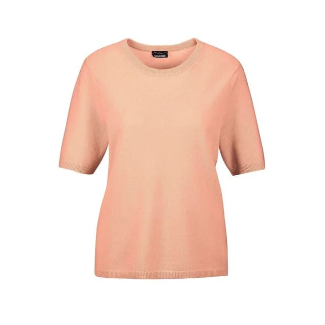 Goldner Kurzarmpullover, pfirsich