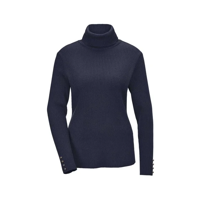 Goldner Rollkragenpullover, nachtblau