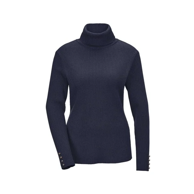 Goldner Rollkragenpullover, nachtblau