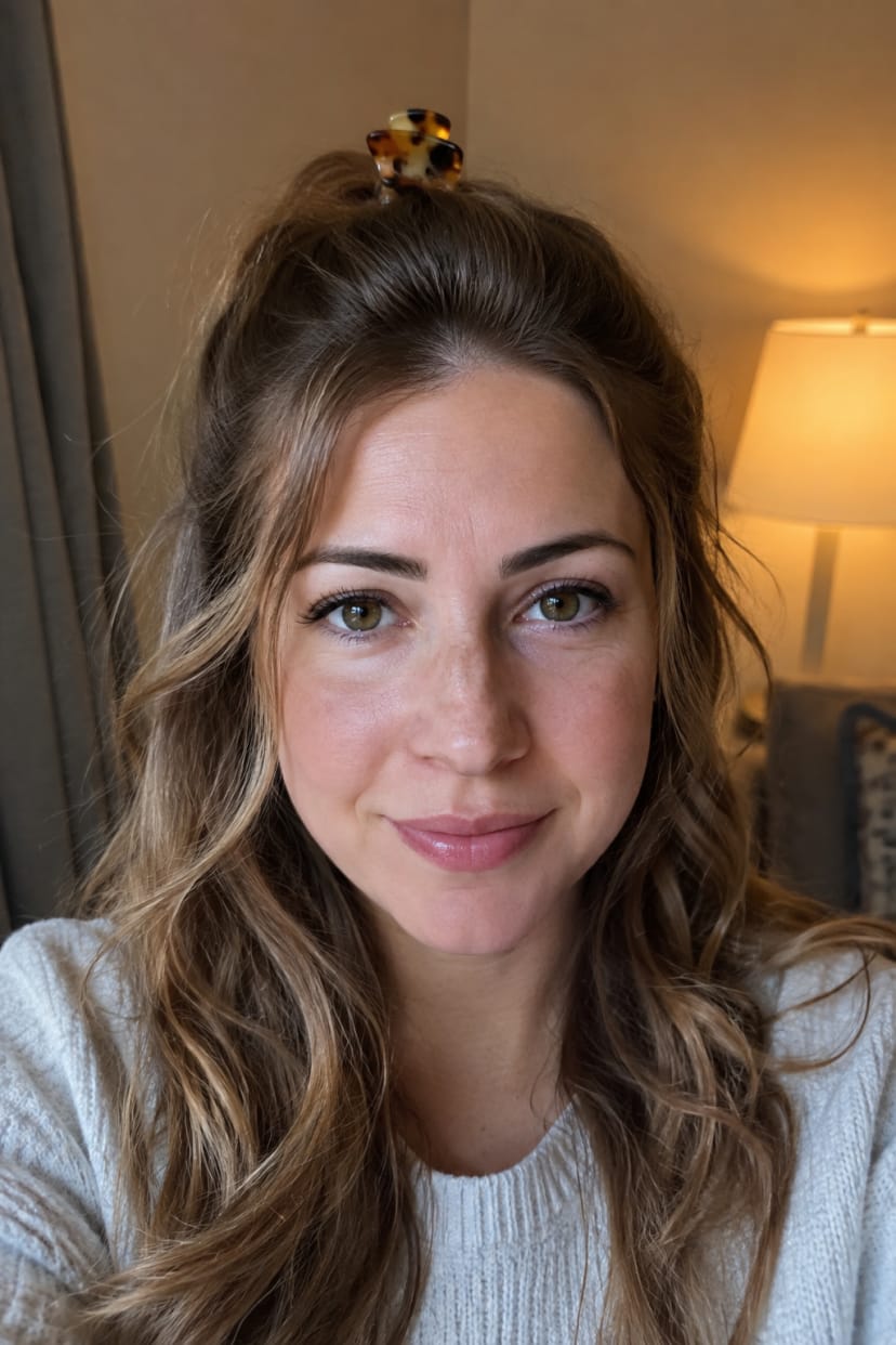 Half-up mit kleiner dekorativer Haarspange frontal
