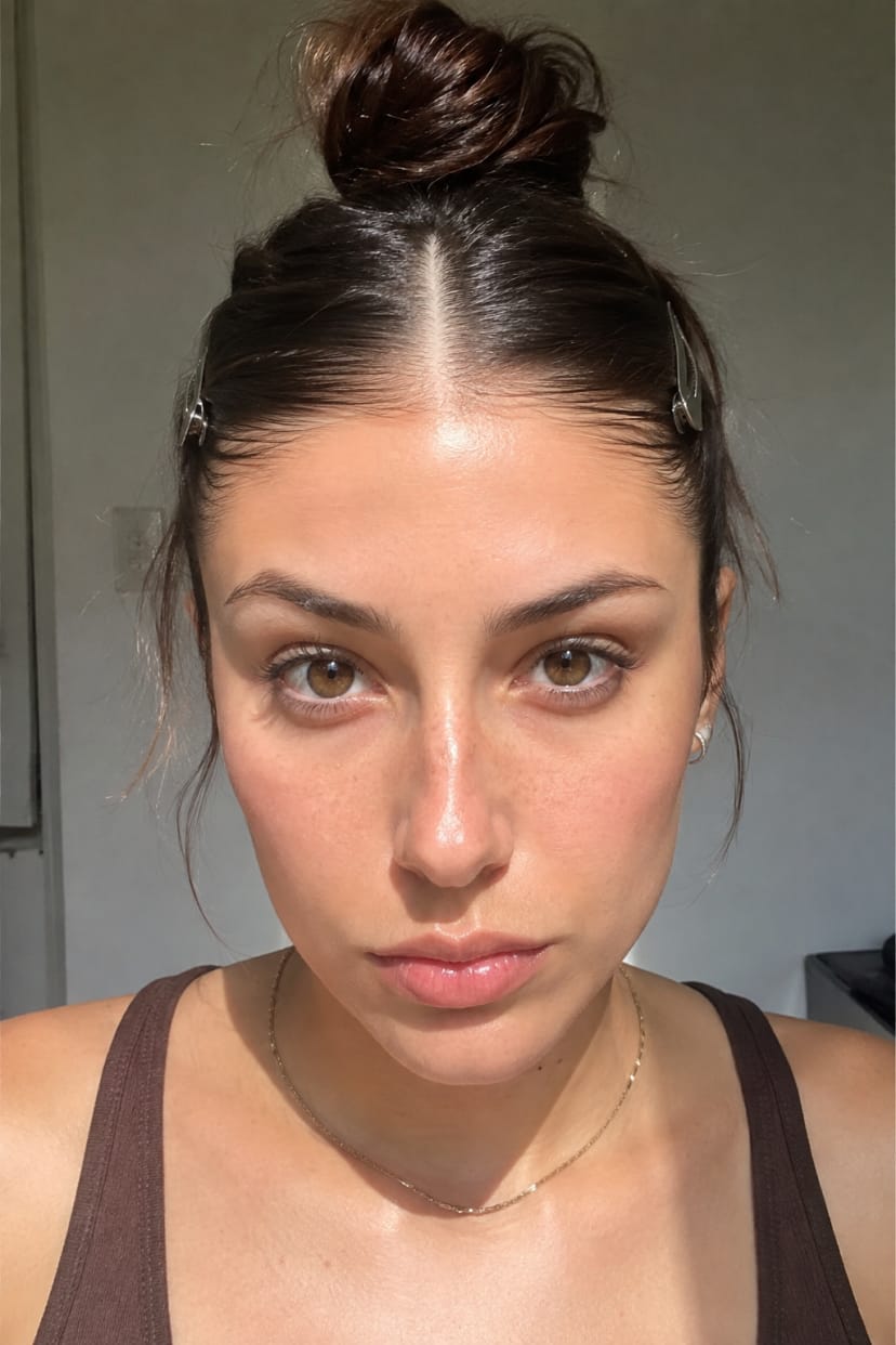 High bun mit zwei symmetrischen Clips