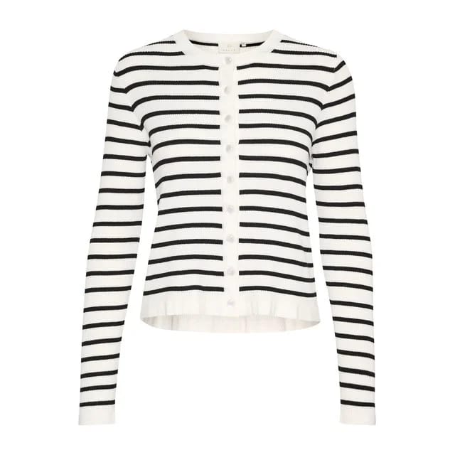 Kaffe Strickjacke, Chalk/Black Stripe