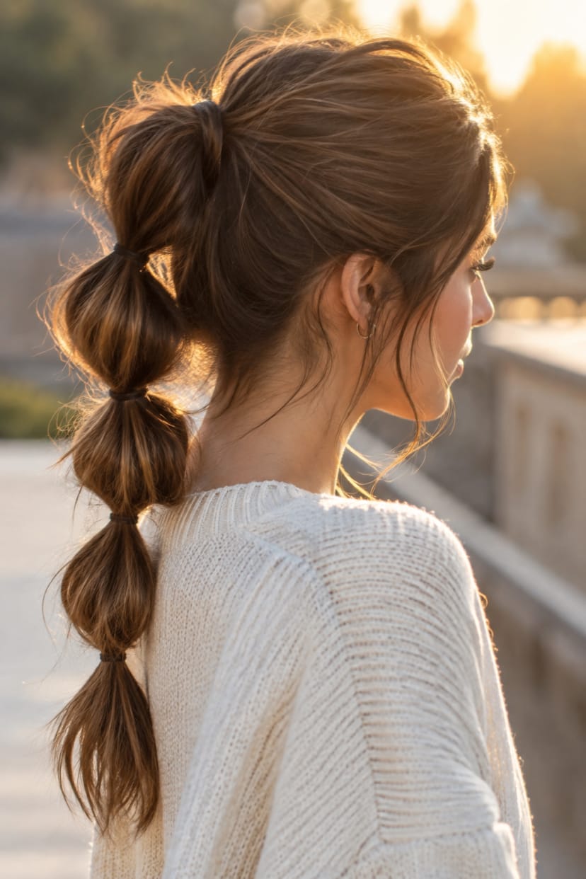 Bubble-Ponytail seitliche Ansicht