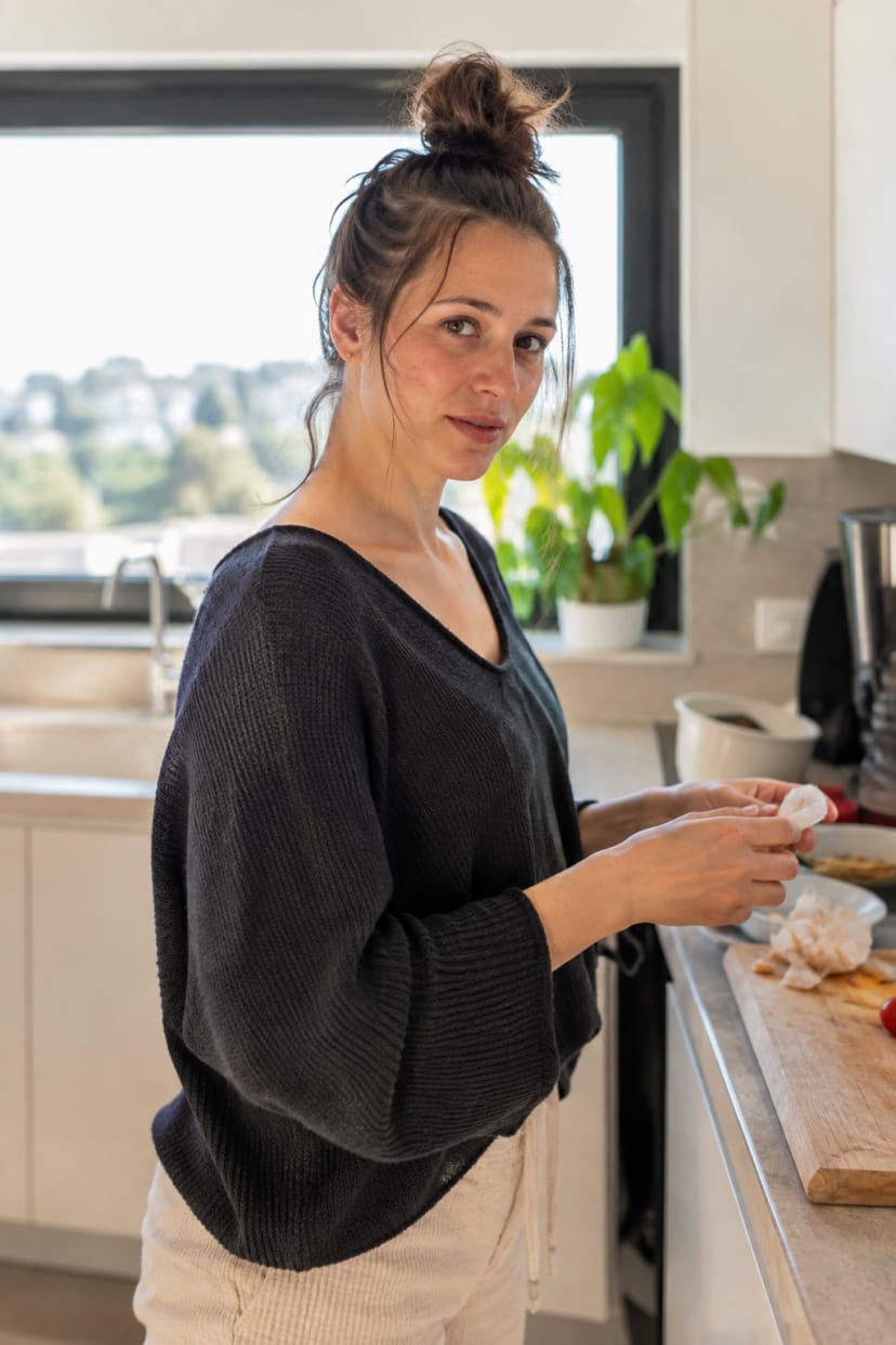 Top knot mit zerzauster Textur