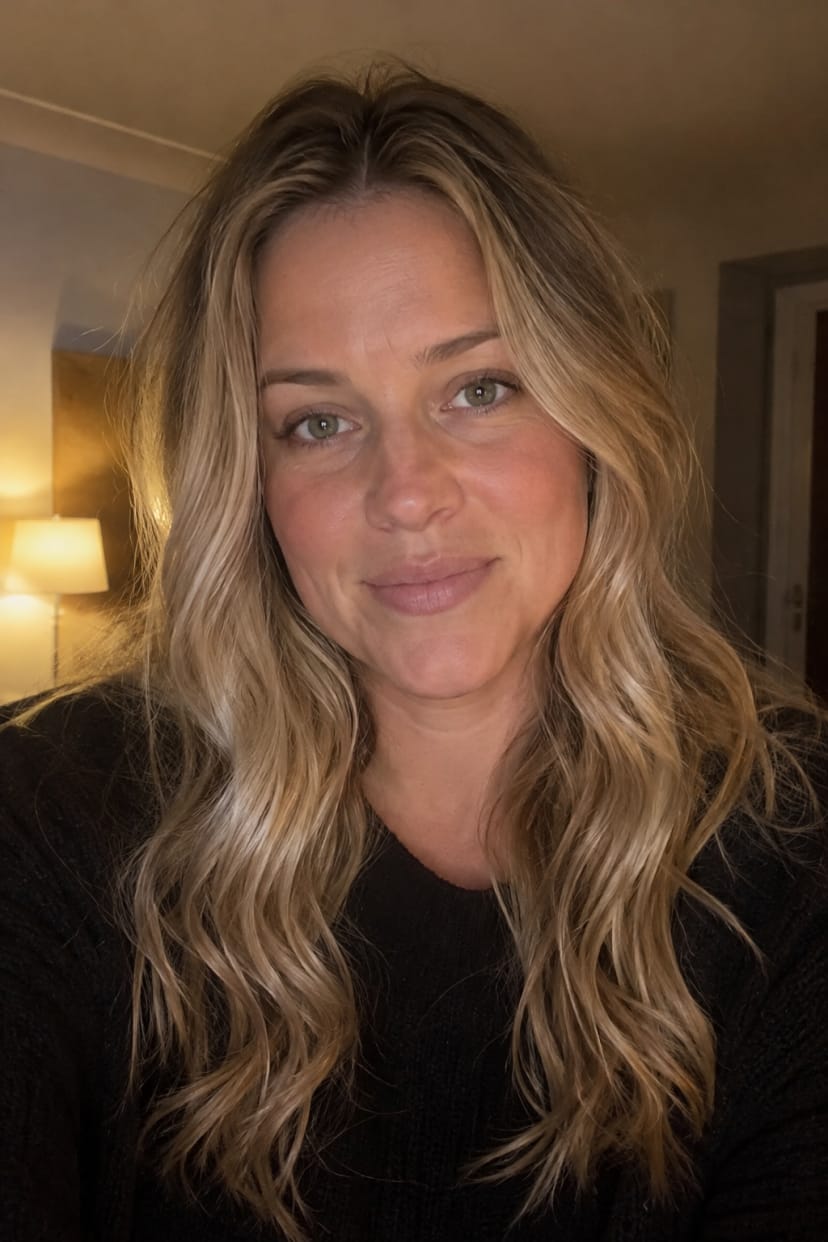 Lockere Wellen mit heller Balayage in langen Haaren