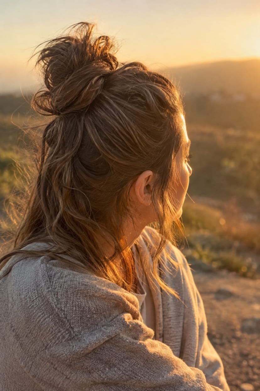 Half-up Bun mit texturierter Krone