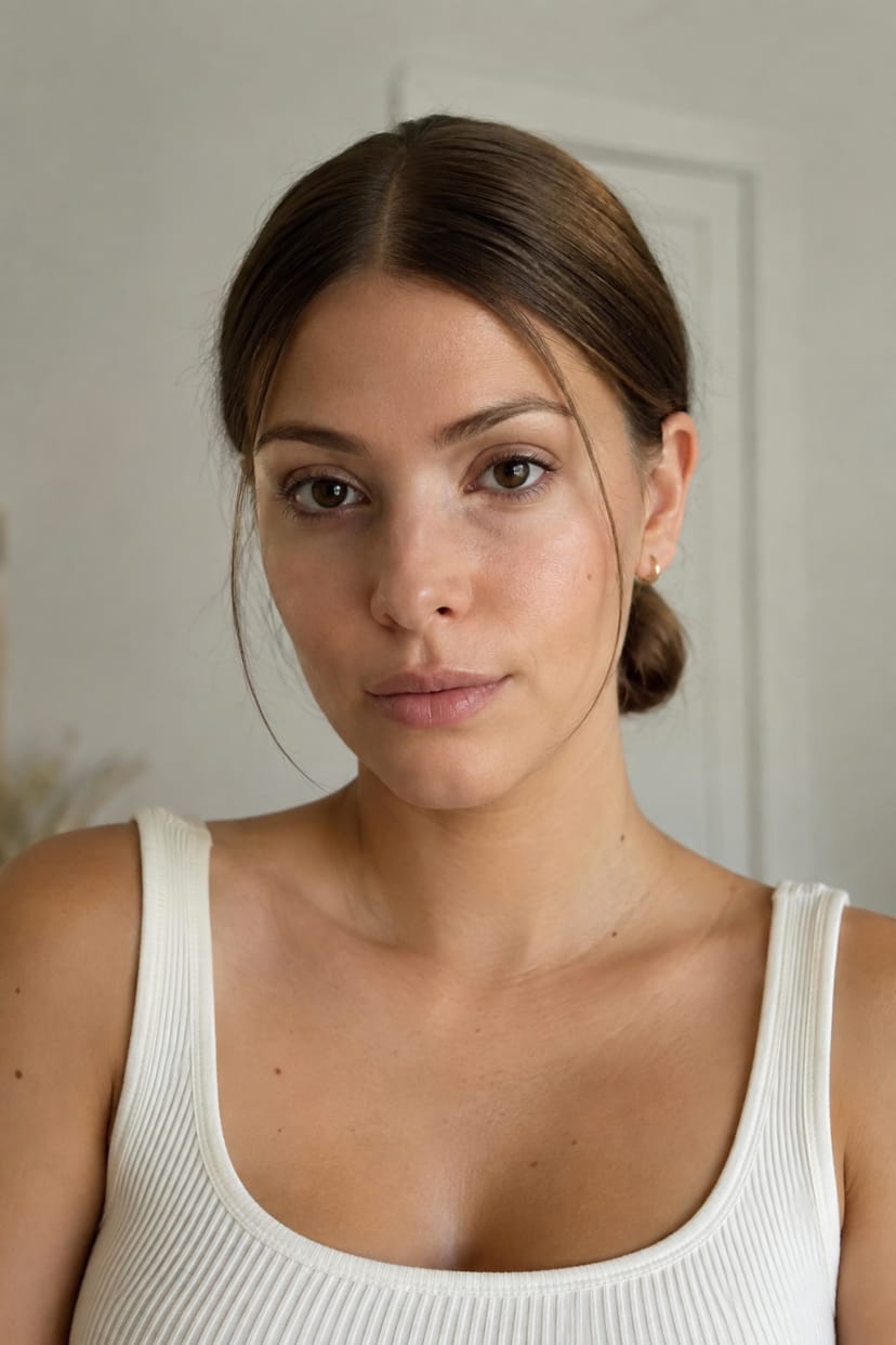 Frontalaufnahme Low Bun mit Mittelscheitel