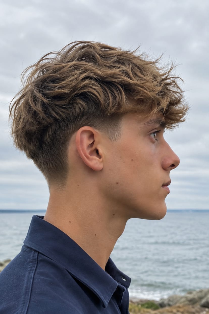 Profilaufnahme Low taper Surfer Cut, saubere Kontur