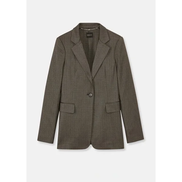 Madeleine Fischgrat-Blazer, taupe / schwarz