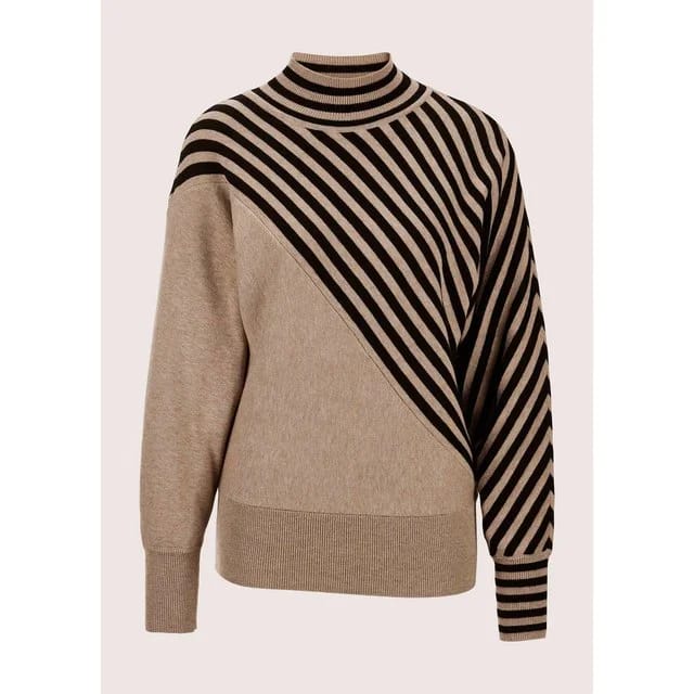 Madeleine Longpullover, caramel / schwarz