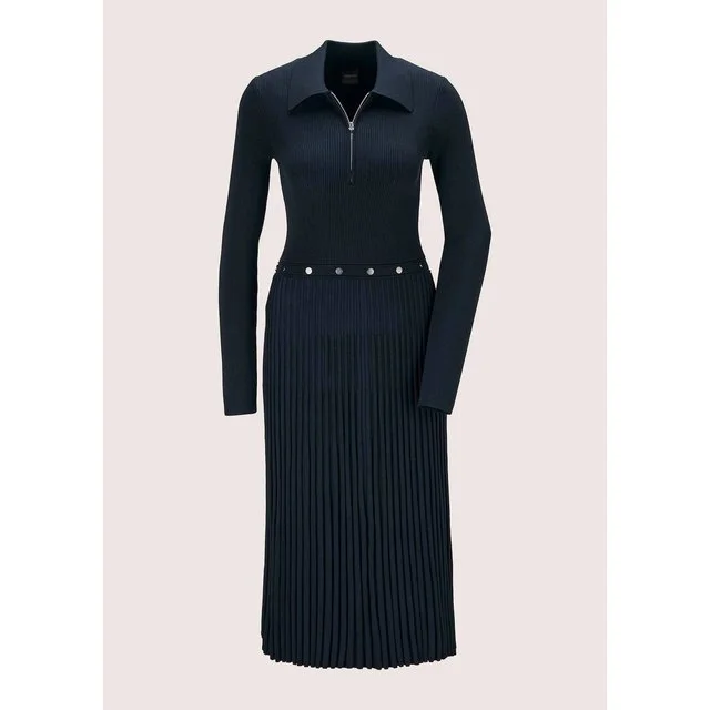 Madeleine Plissee-Strickkleid, marine