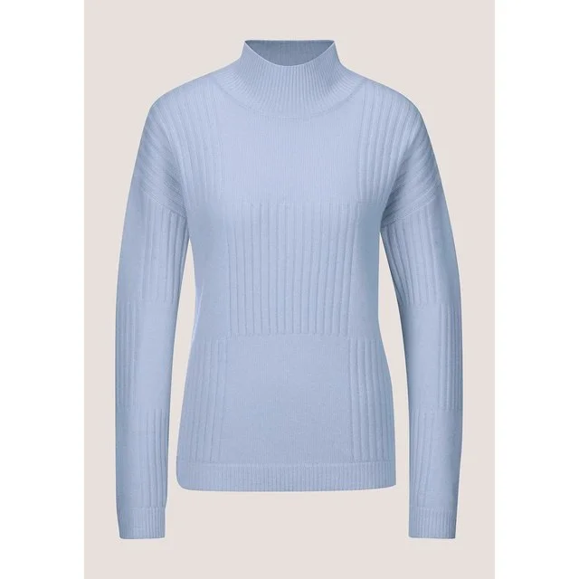 Madeleine Stehkragen-Pullover, bleu