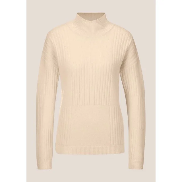 Madeleine Stehkragen-Pullover, wollweiß