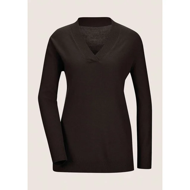 Madeleine V-Longpullover, schwarz
